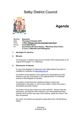 Selby District Council Agenda