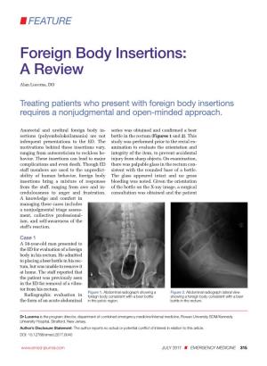 Foreign Body Insertions: a Review