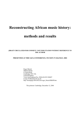 Reconstructing African Music History