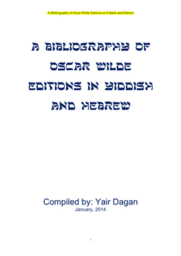 A Bibliography of Oscar Wilde Editions in Yiddish and Hebrew