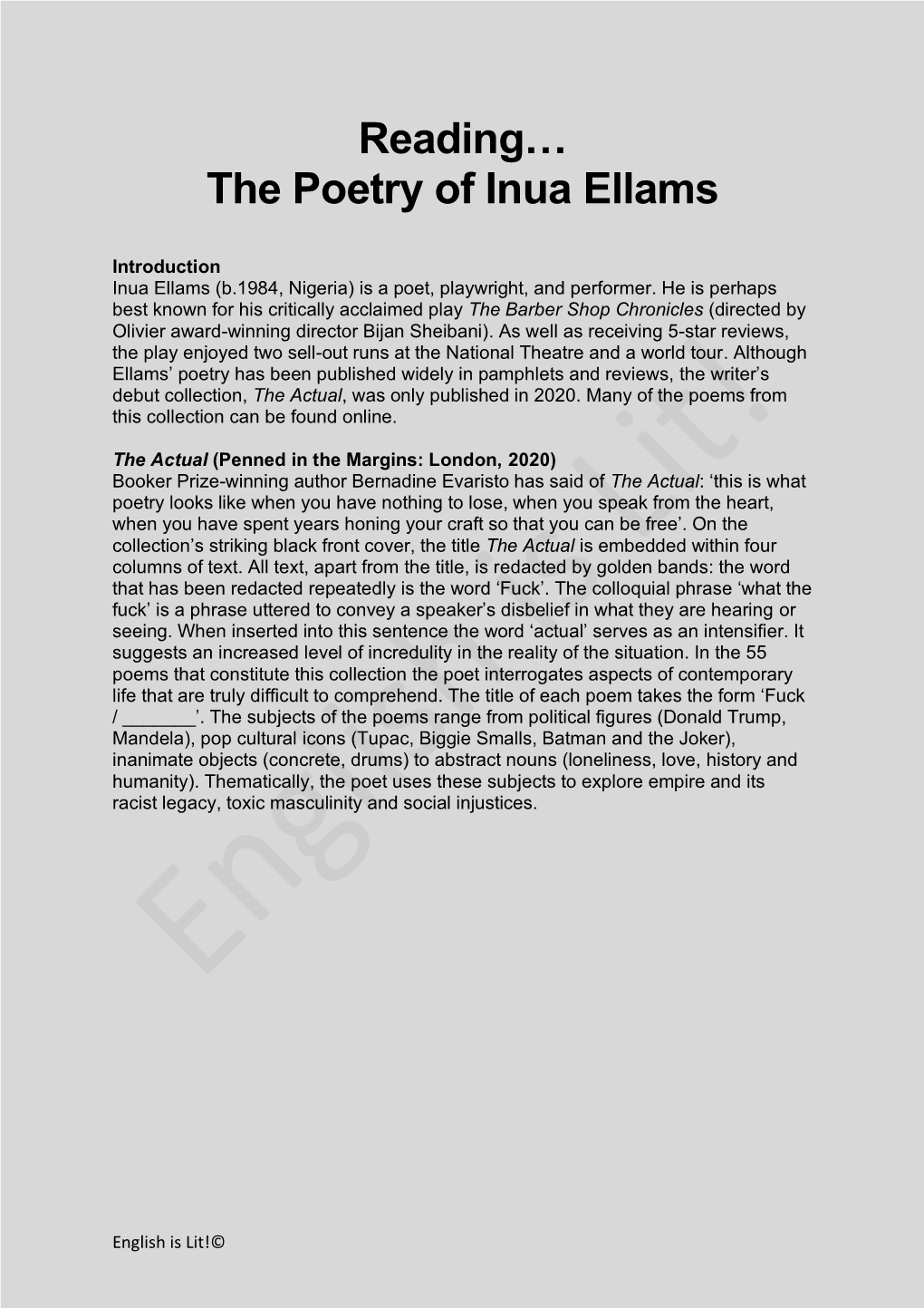 The Poetry of Inua Ellams