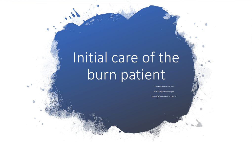 Initial Management of the Burn Patient