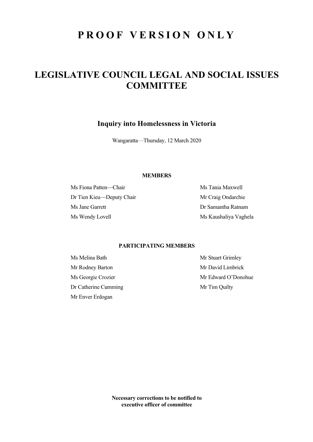 Spoke to the State Government's Inquiry Into Homelessness in Victoria