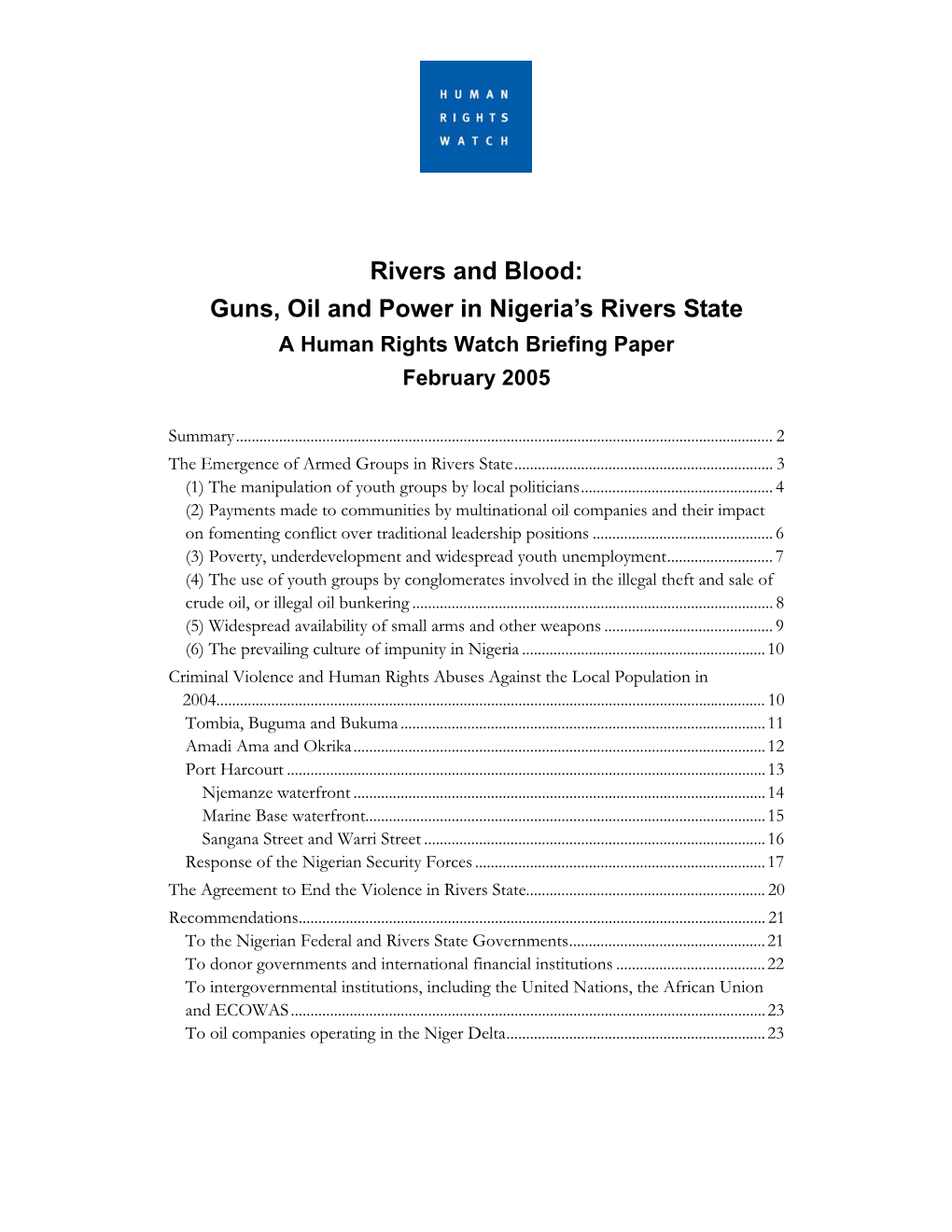 Guns, Oil and Power in Nigeria's Rivers State