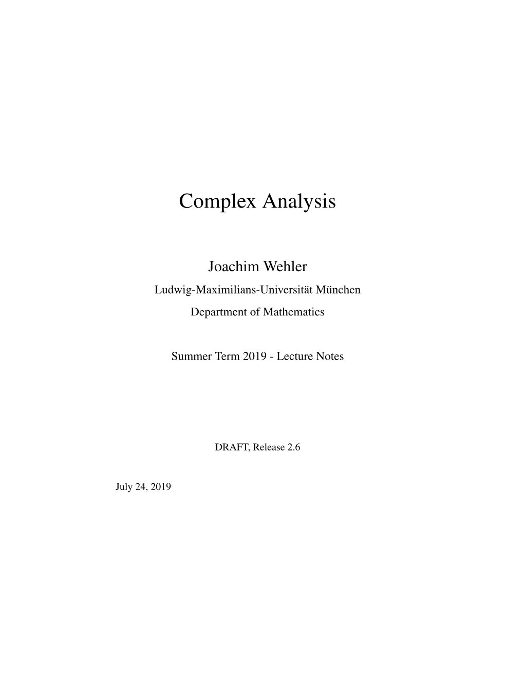 Complex Analysis