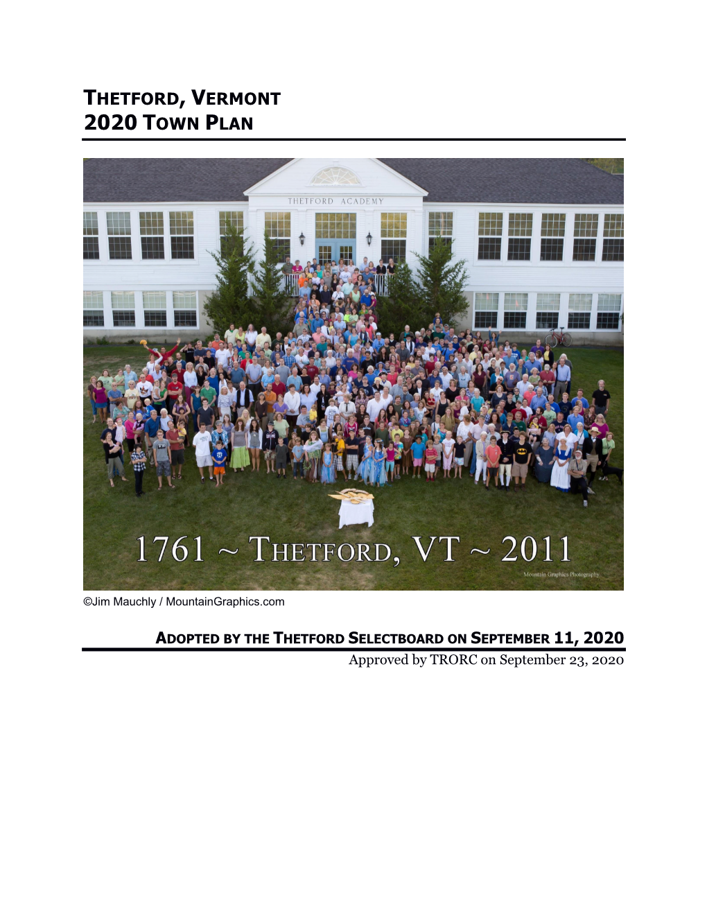 Thetford, Vermont 2020 Town Plan