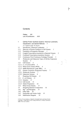 Cell-Free Protein Synthesis Systems: Historical Landmarks, Classification, and General Methods 1 A