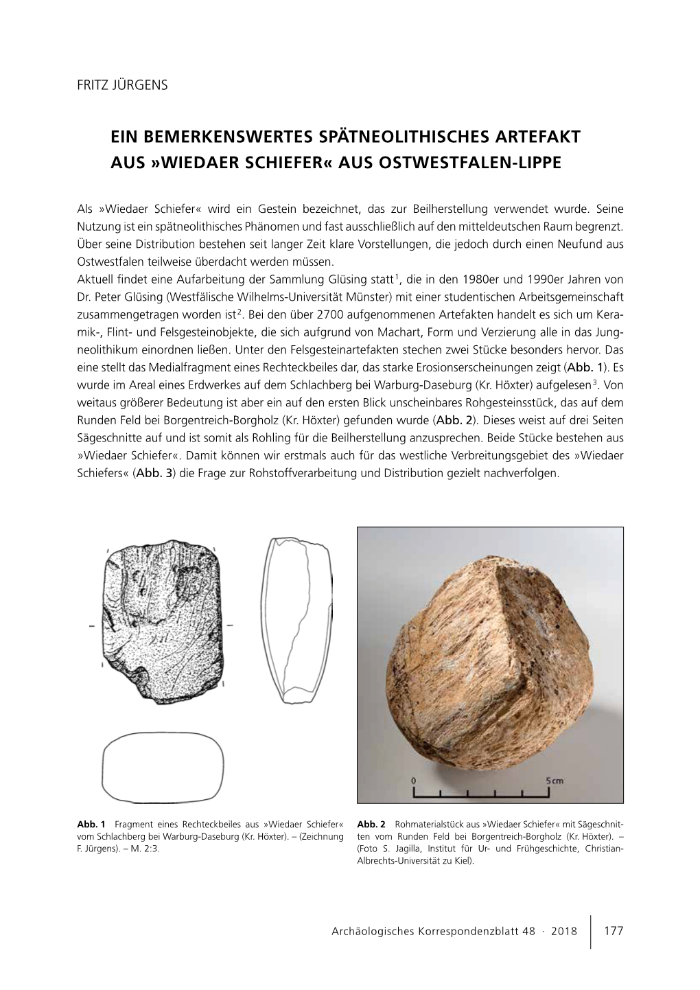 Ein Bemerkenswertes Spätneolithisches Artefakt Aus »Wiedaer Schiefer« Aus Ostwestfalen-Lippe