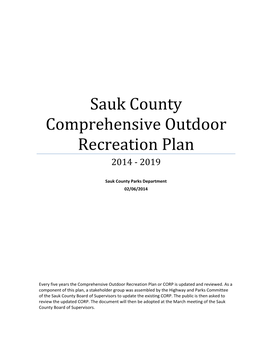Sauk County Comprehensive Outdoor Recreation Plan 2014 ‐ 2019