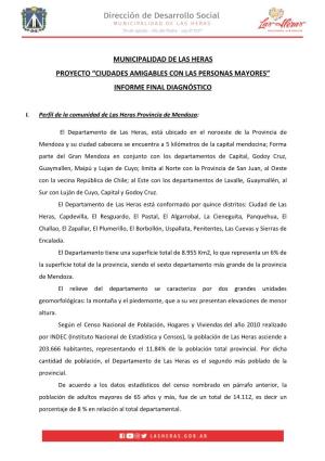 Municipalidad De Las Heras Proyecto “Ciudades Amigables Con Las Personas Mayores” Informe Final Diagnóstico