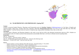 1St YEAR PHONETICS and PHONOLOGY, Spring 2017