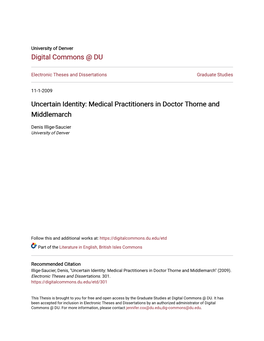 Medical Practitioners in Doctor Thorne and Middlemarch