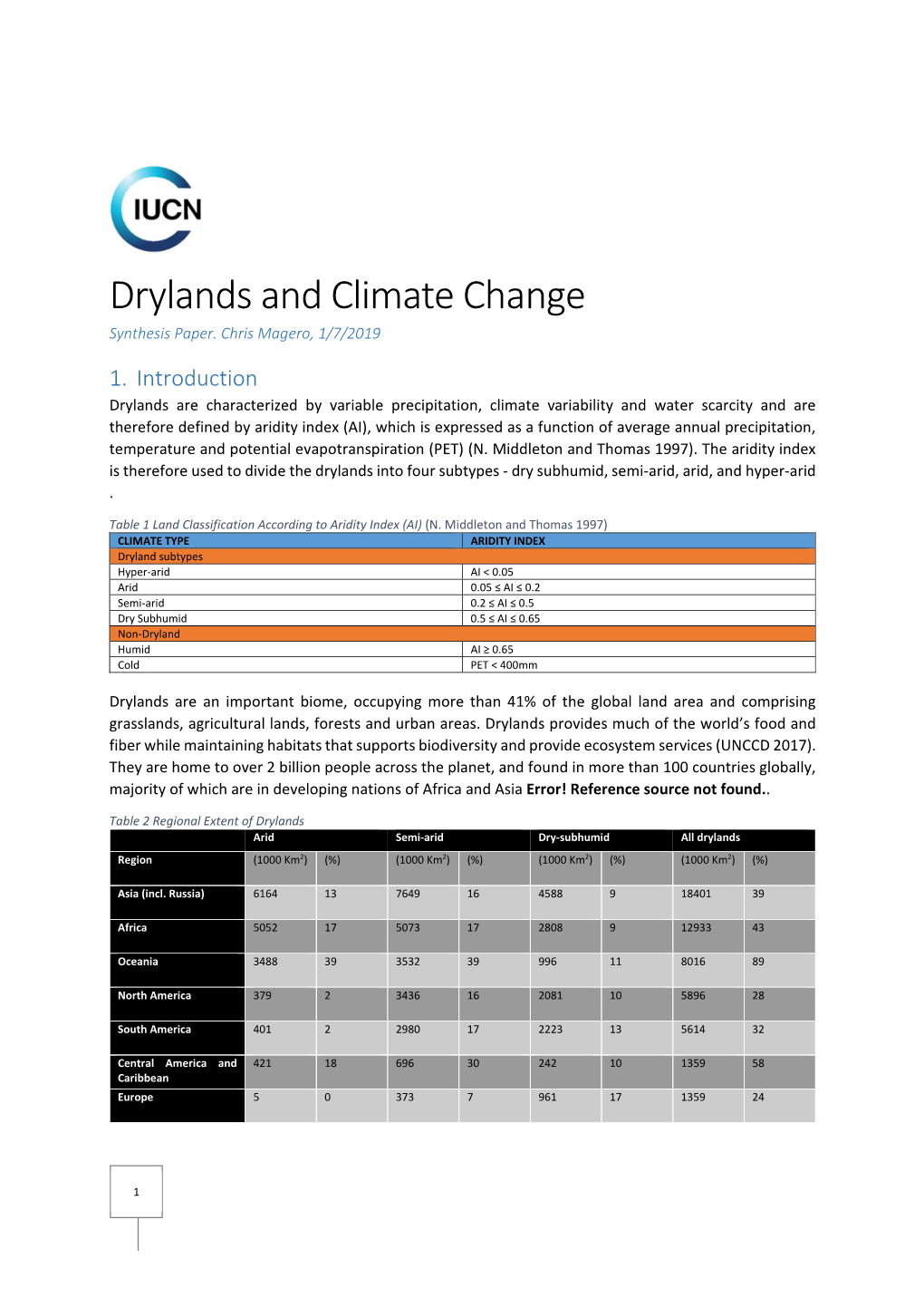 Drylands and Climate Change Synthesis Paper