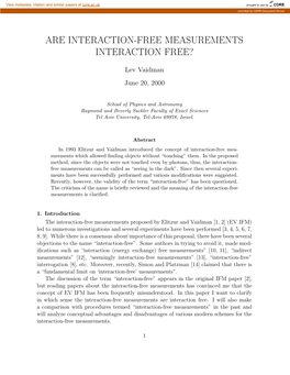 Are Interaction-Free Measurements Interaction Free?