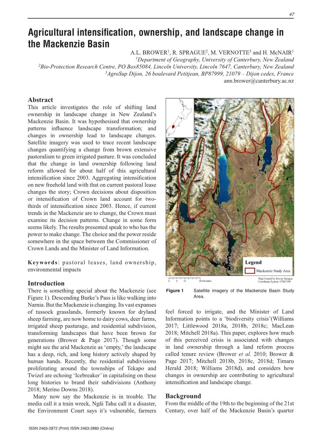 Agricultural Intensification, Ownership, and Landscape Change in the Mackenzie Basin A.L