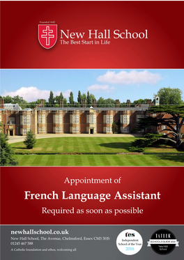 French Language Assistant Required As Soon As Possible