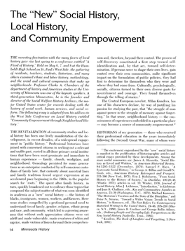The "New" Social History, Local History, and Community Empowerment