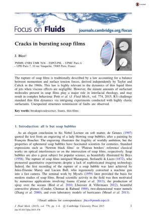 Cracks in Bursting Soap Films