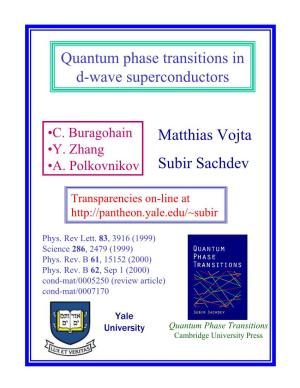 Matthias Vojta Subir Sachdev Quantum Phase Transitions in D