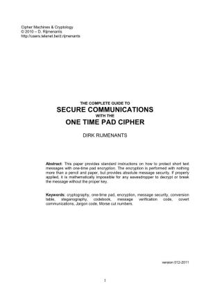 Secure Communications One Time Pad Cipher