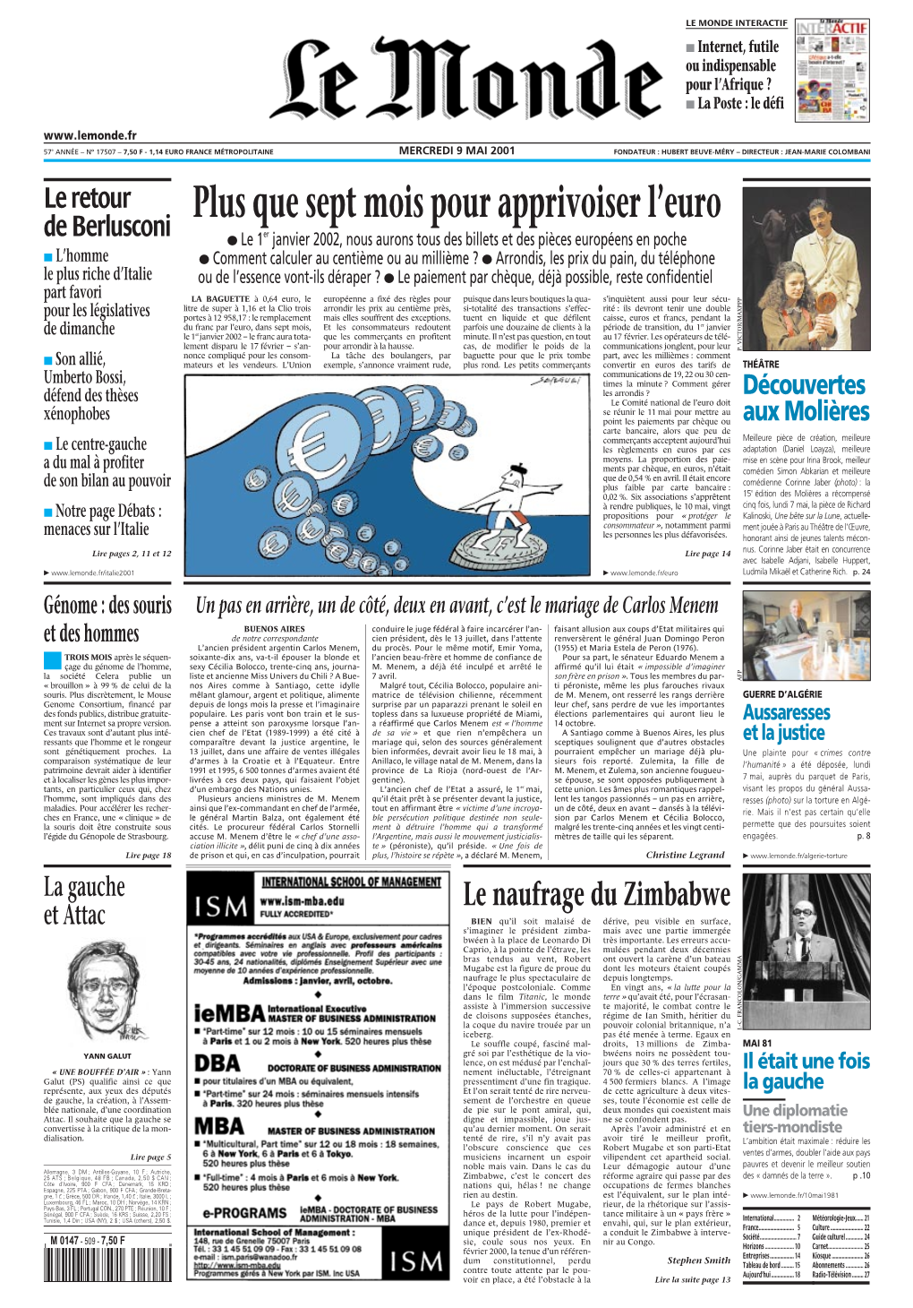 LE MONDE/PAGES&lt;UNE&gt;