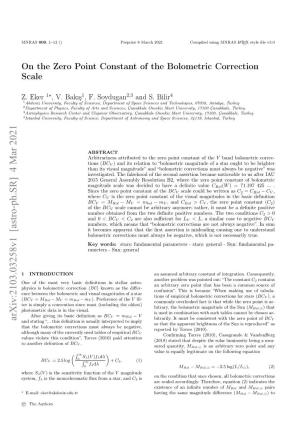 On the Zero Point Constant of the Bolometric Correction Scale