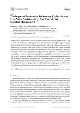 The Impact of Innovative Technology Exploration on Firm Value Sustainability: the Case of Part Supplier Management