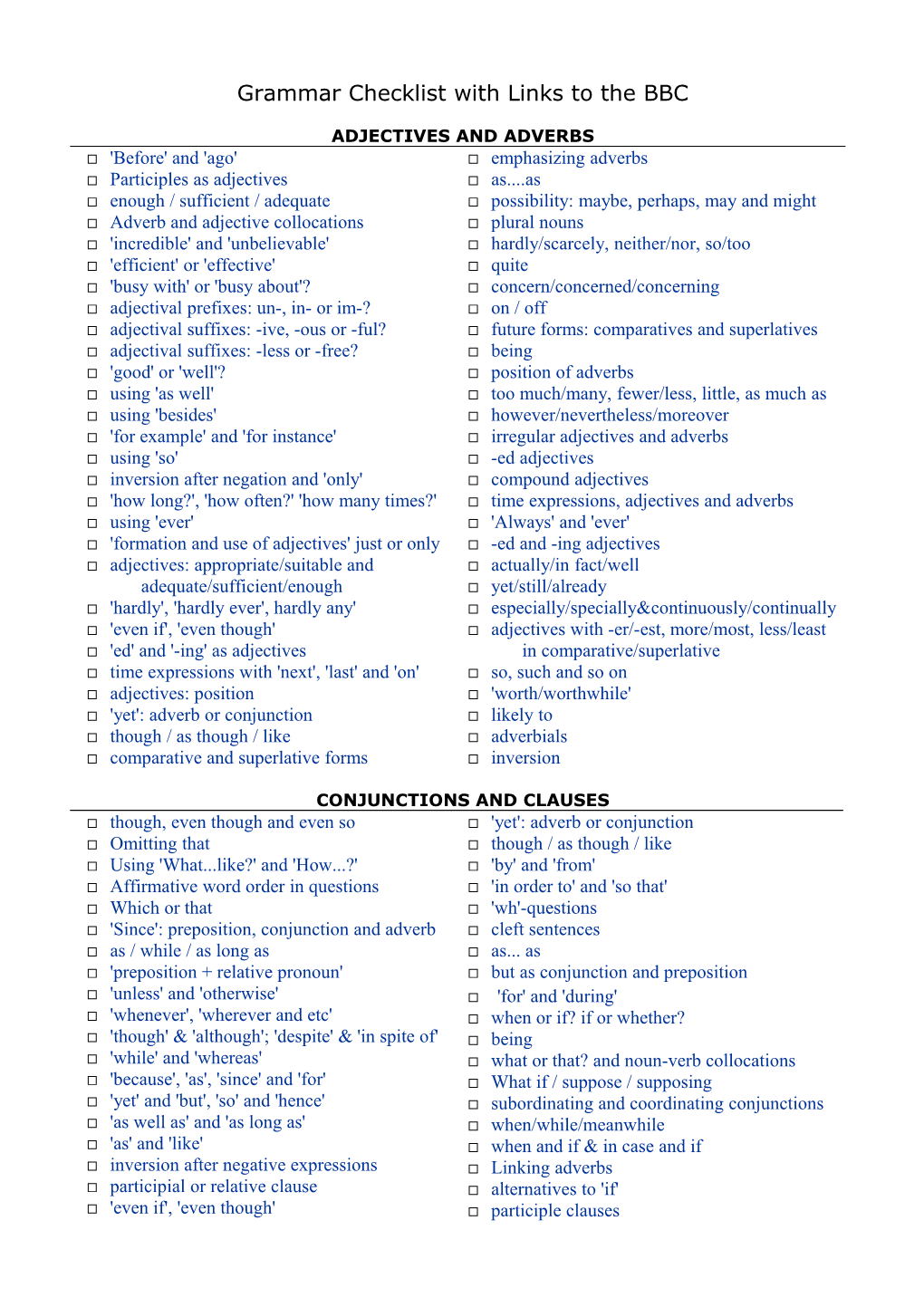 Verbs and Tenses