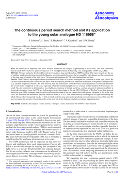 The Continuous Period Search Method and Its Application to the Young Solar Analogue HD 116956