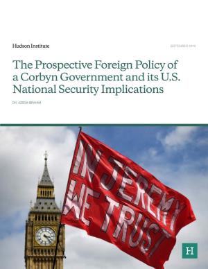 The Prospective Foreign Policy of a Corbyn Government and Its U.S. National Security Implications