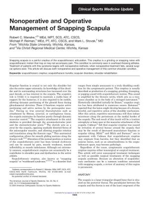 Nonoperative and Operative Management of Snapping Scapula