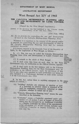 West Bengal Act XIV of 1965