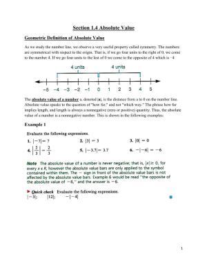 Section 1.4 Absolute Value