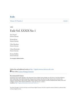 Exile Vol. XXXIX No. 1 Ezra Pound Denison University