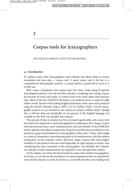 3 Corpus Tools for Lexicographers