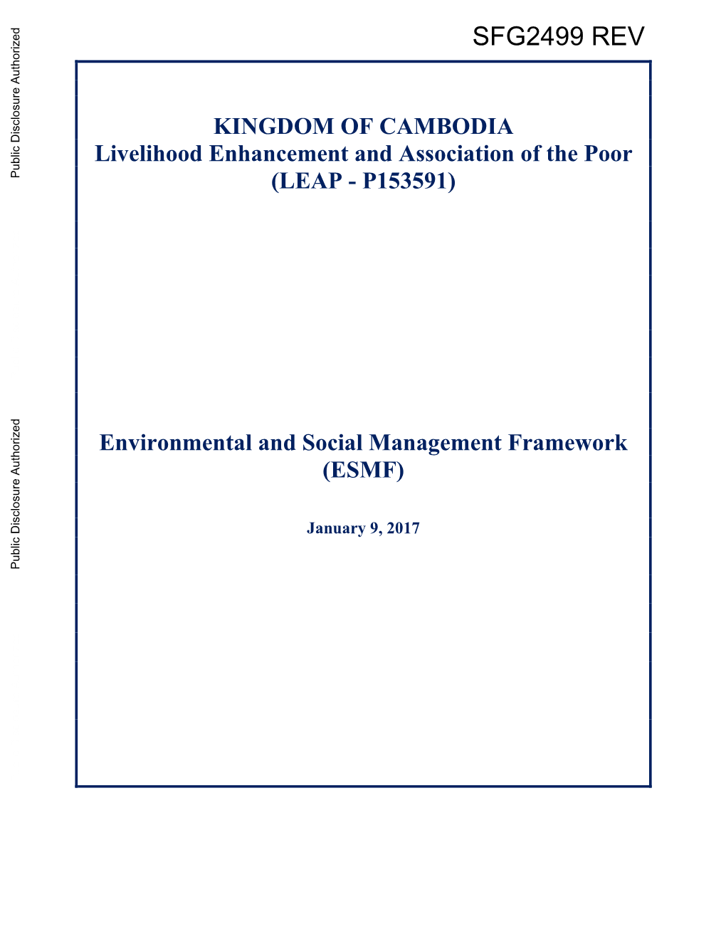 Environmental and Social Management Framework (ESMF)