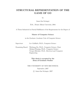 Structural Representation of the Game of Go, Master's Thesis