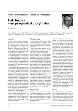 Erik Jorpes – En Pragmatisk Polyhistor