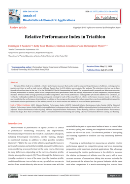 Relative Performance Index in Triathlon