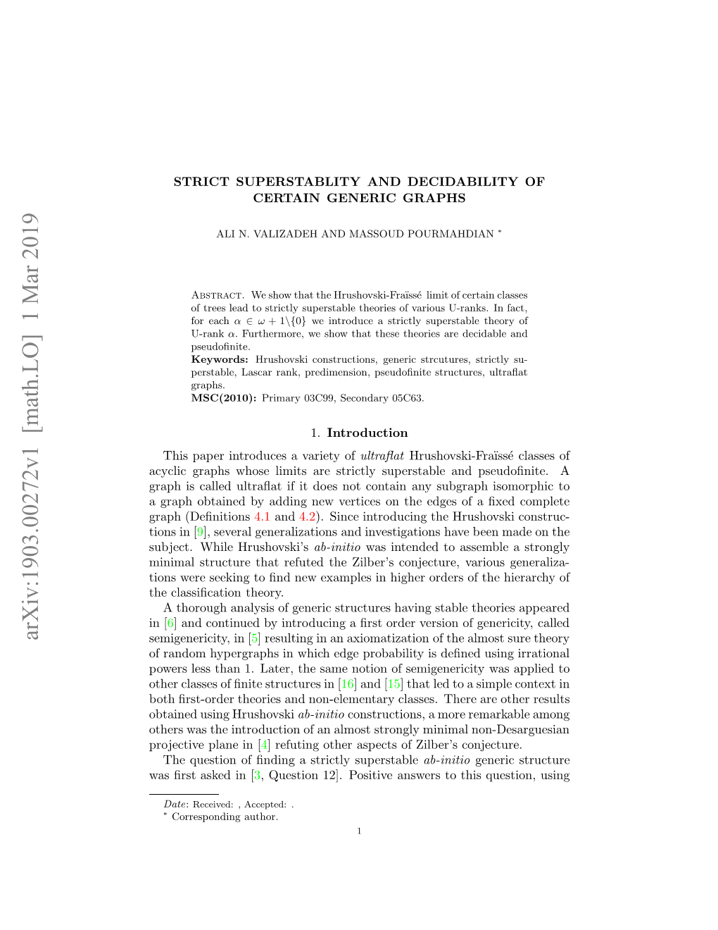 Arxiv:1903.00272V1 [Math.LO] 1 Mar 2019 in Eeseigt N E Xmlsi Ihrodr Fthe of Orders Higher in Examples Theory