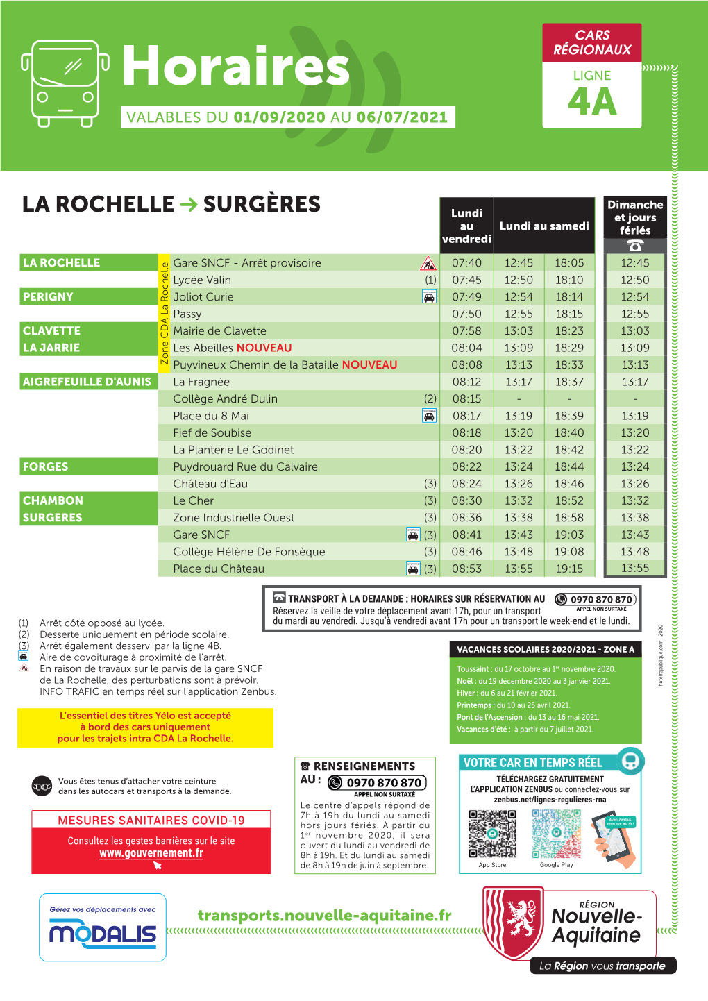 Consultez Les Horaires De La Ligne 4A (La Rochelle – Surgères)