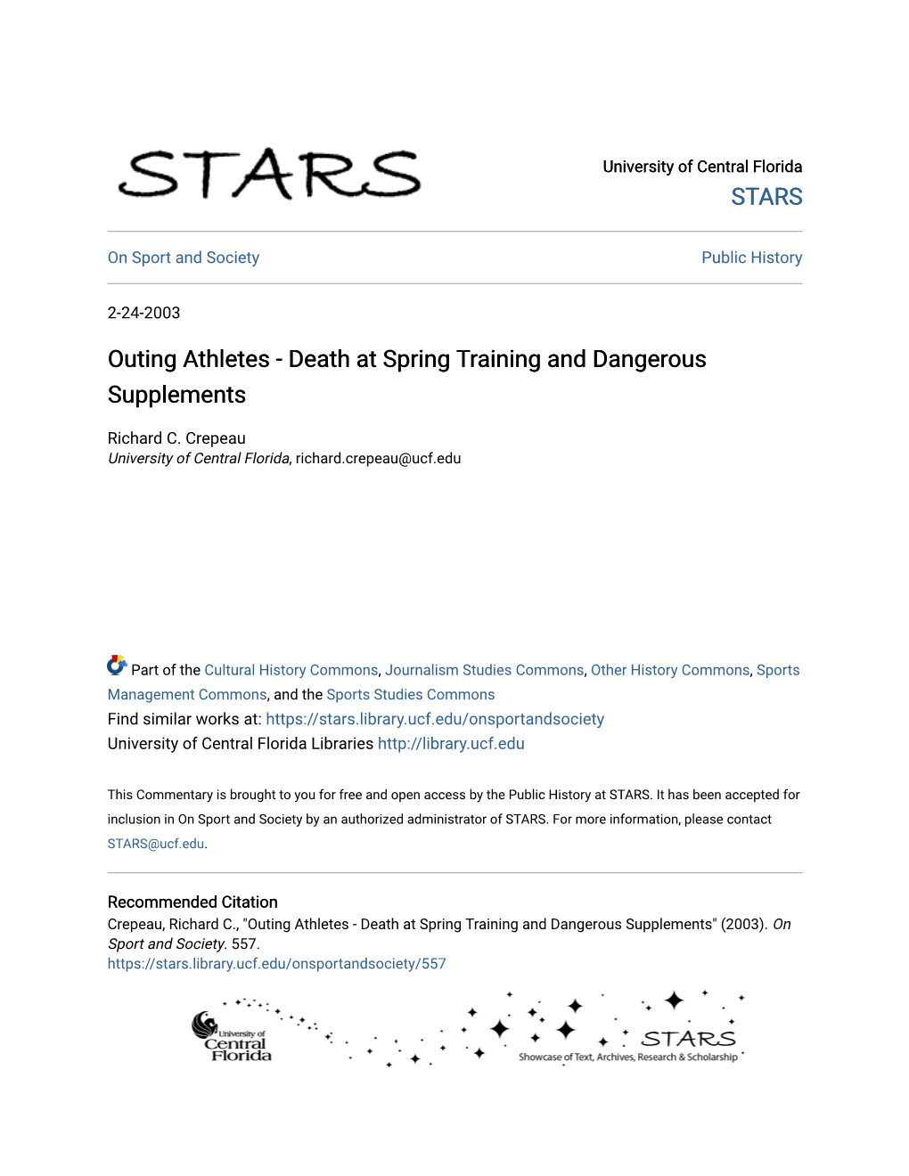 Outing Athletes - Death at Spring Training and Dangerous Supplements
