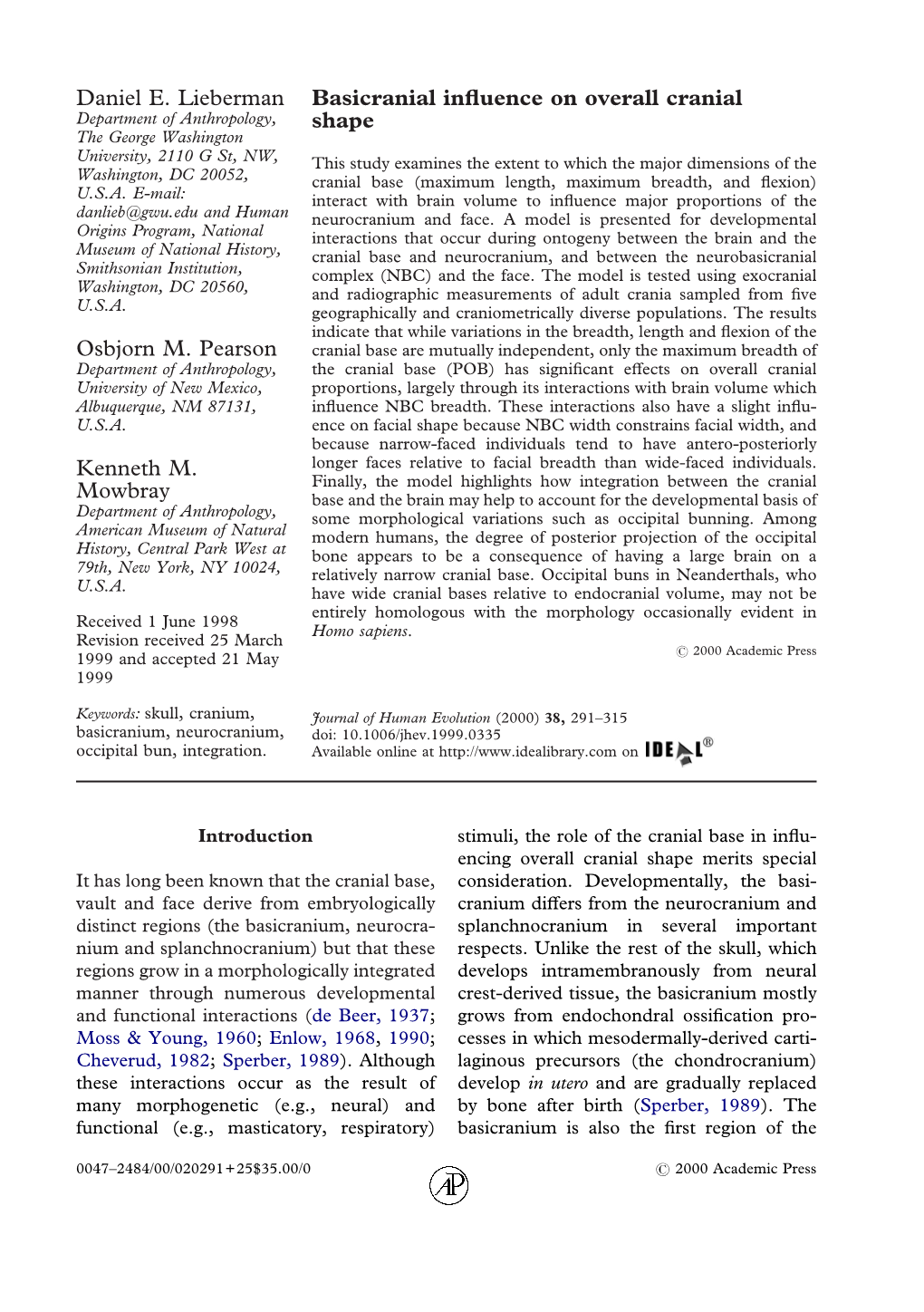 Basicranial Influence on Overall Cranial Shape