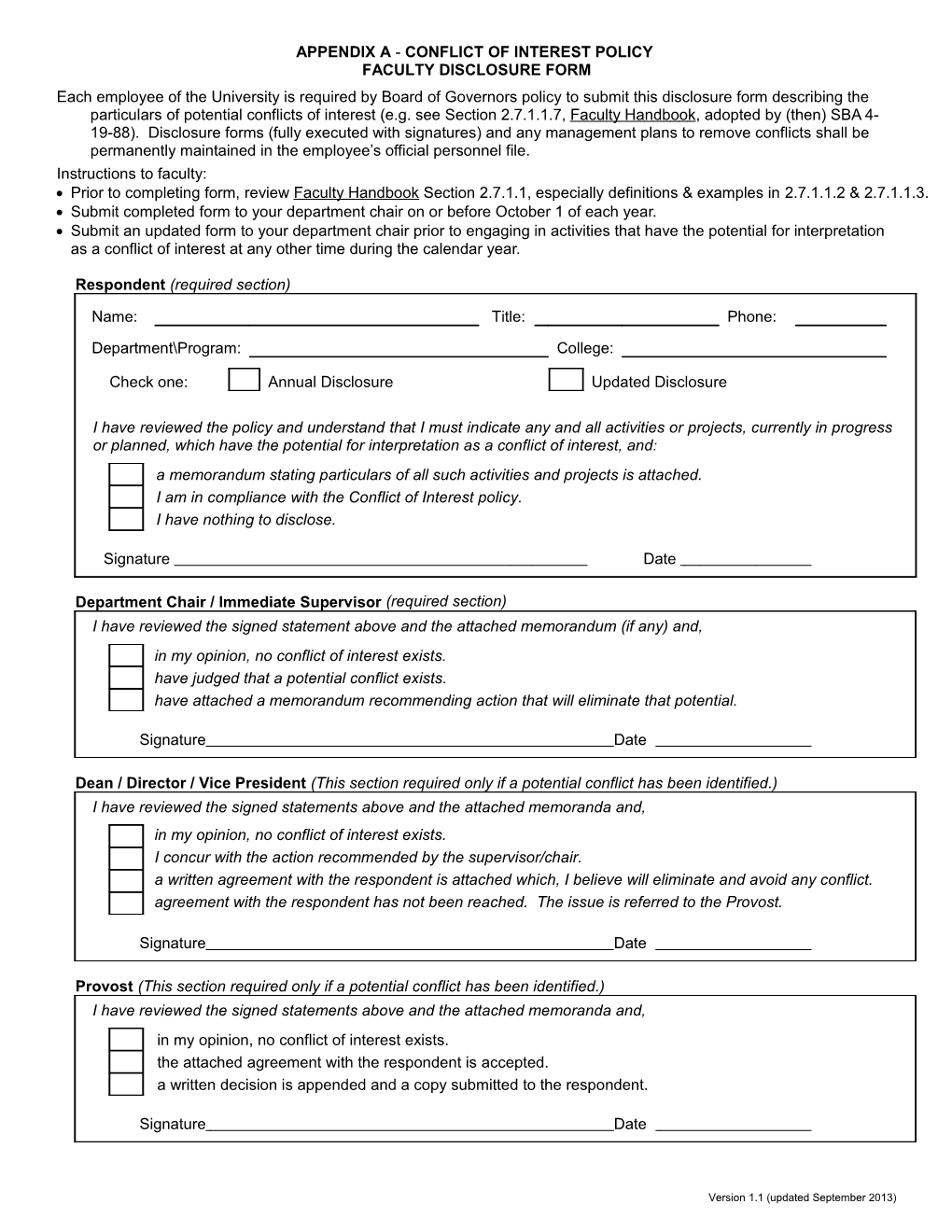 APPENDIX D - Conflict of Interest