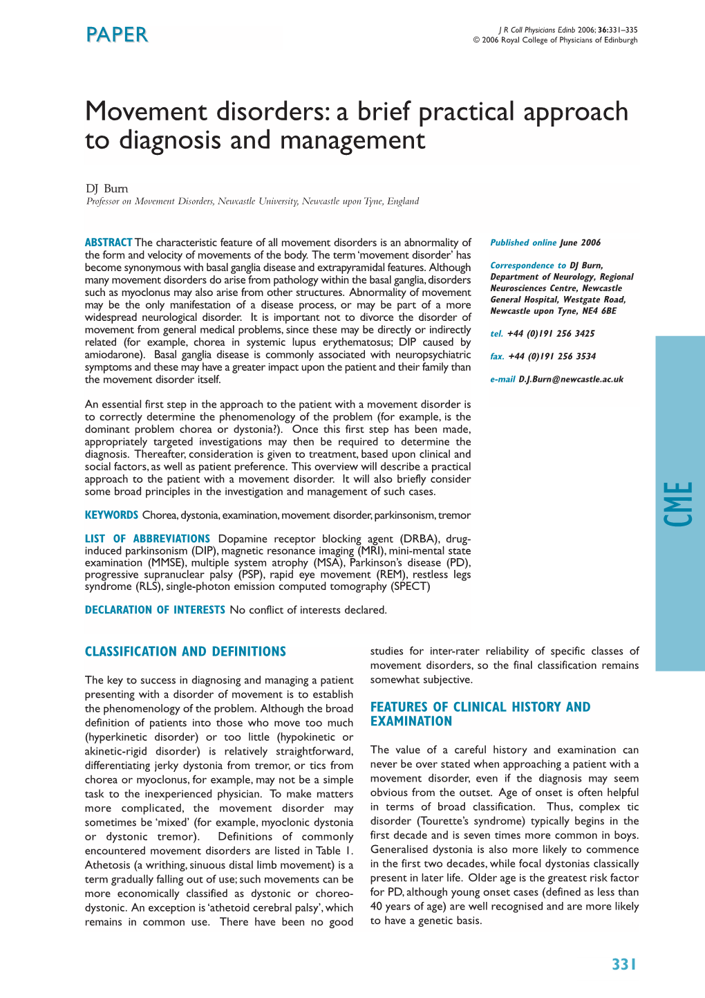 Movement Disorders Are Listed in Table 1