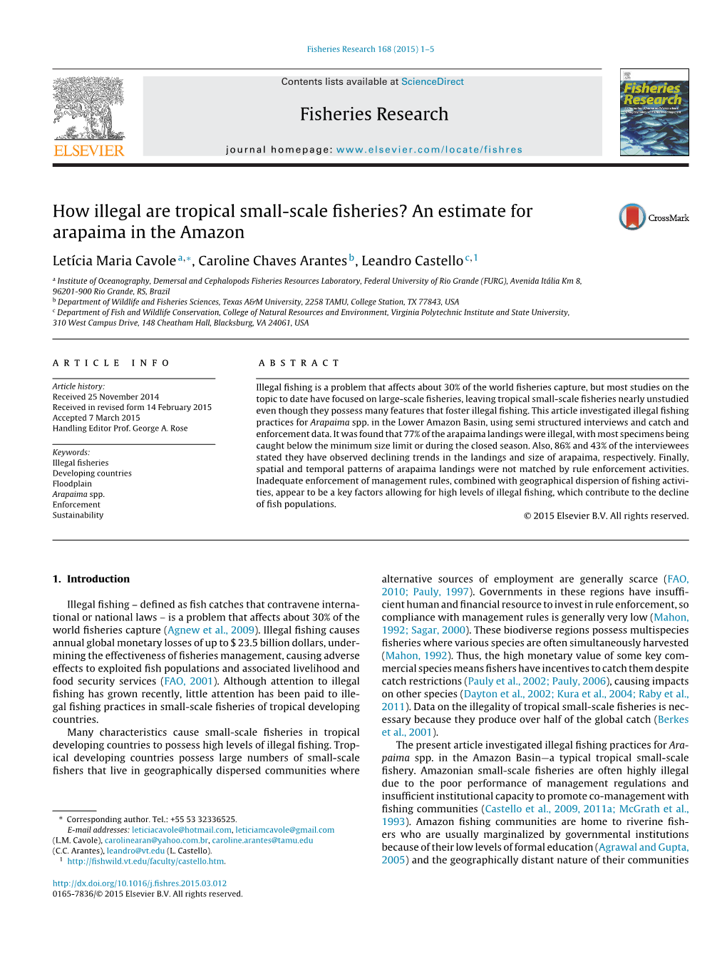 How Illegal Are Tropical Small-Scale Fisheries? an Estimate for Arapaima