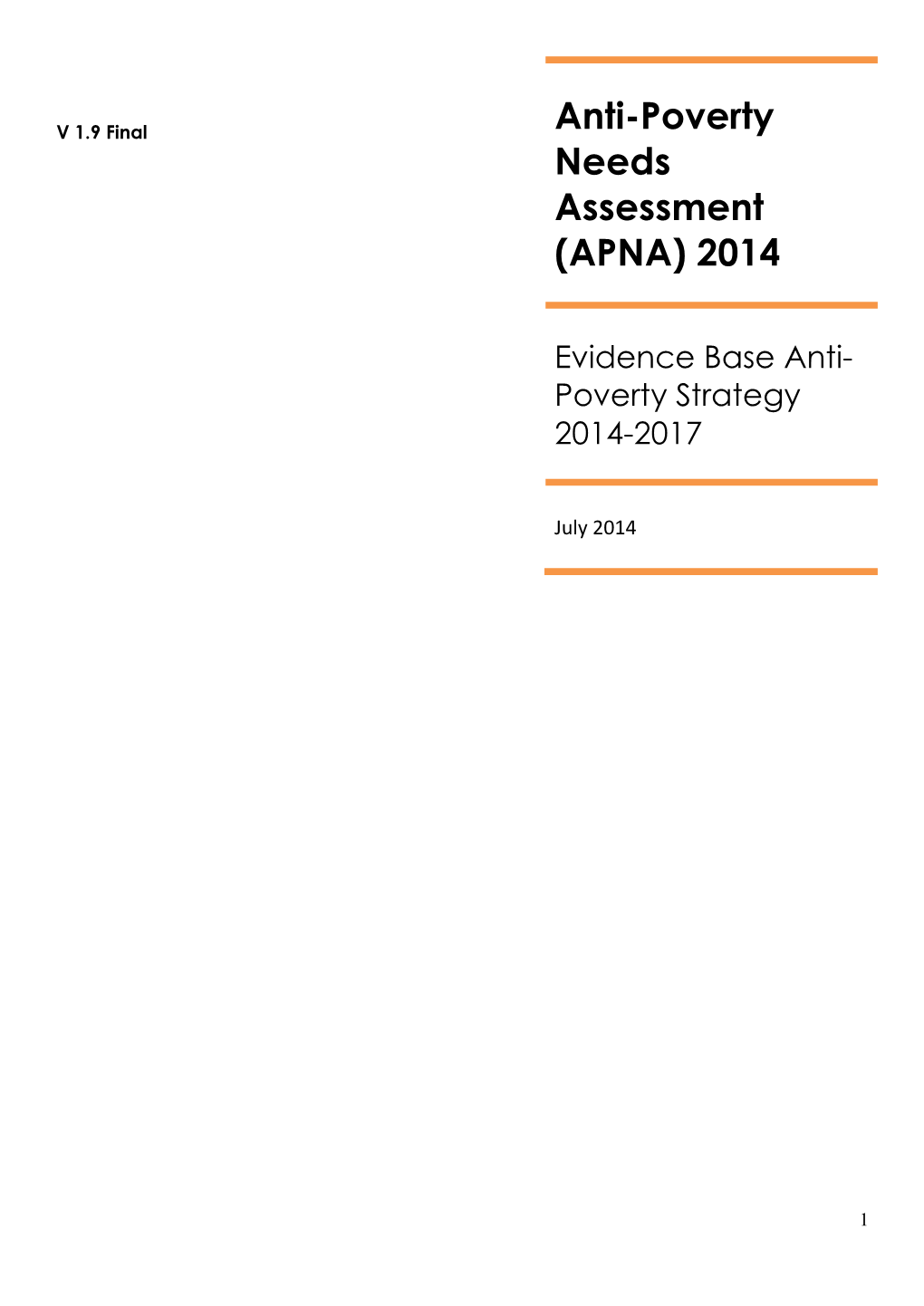 Anti-Poverty Needs Assessment (APNA) 2014