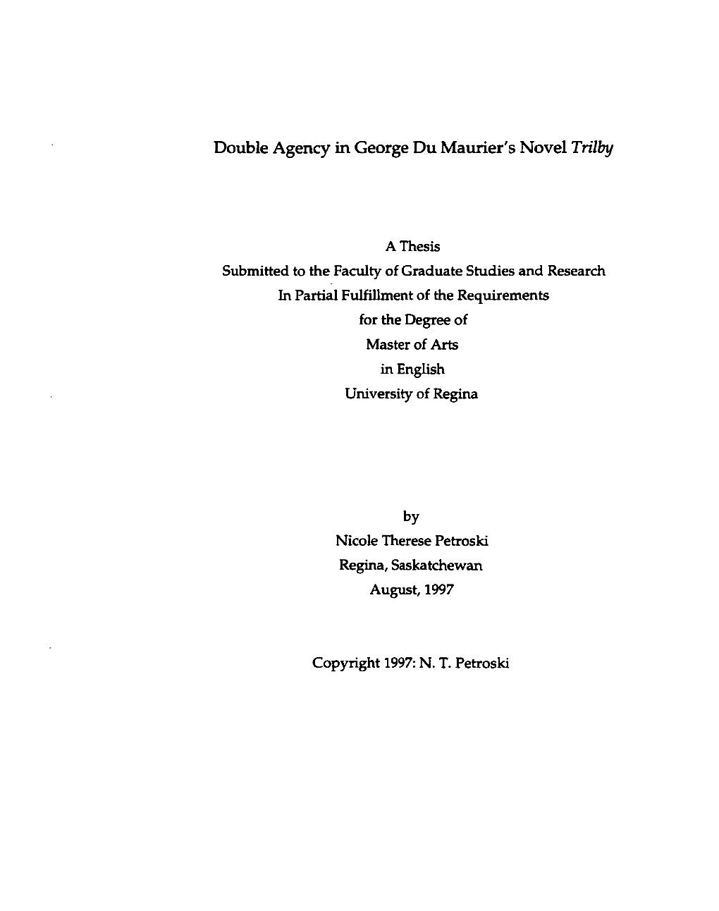 Double Agency in George Du Maurier's Novel Trilby