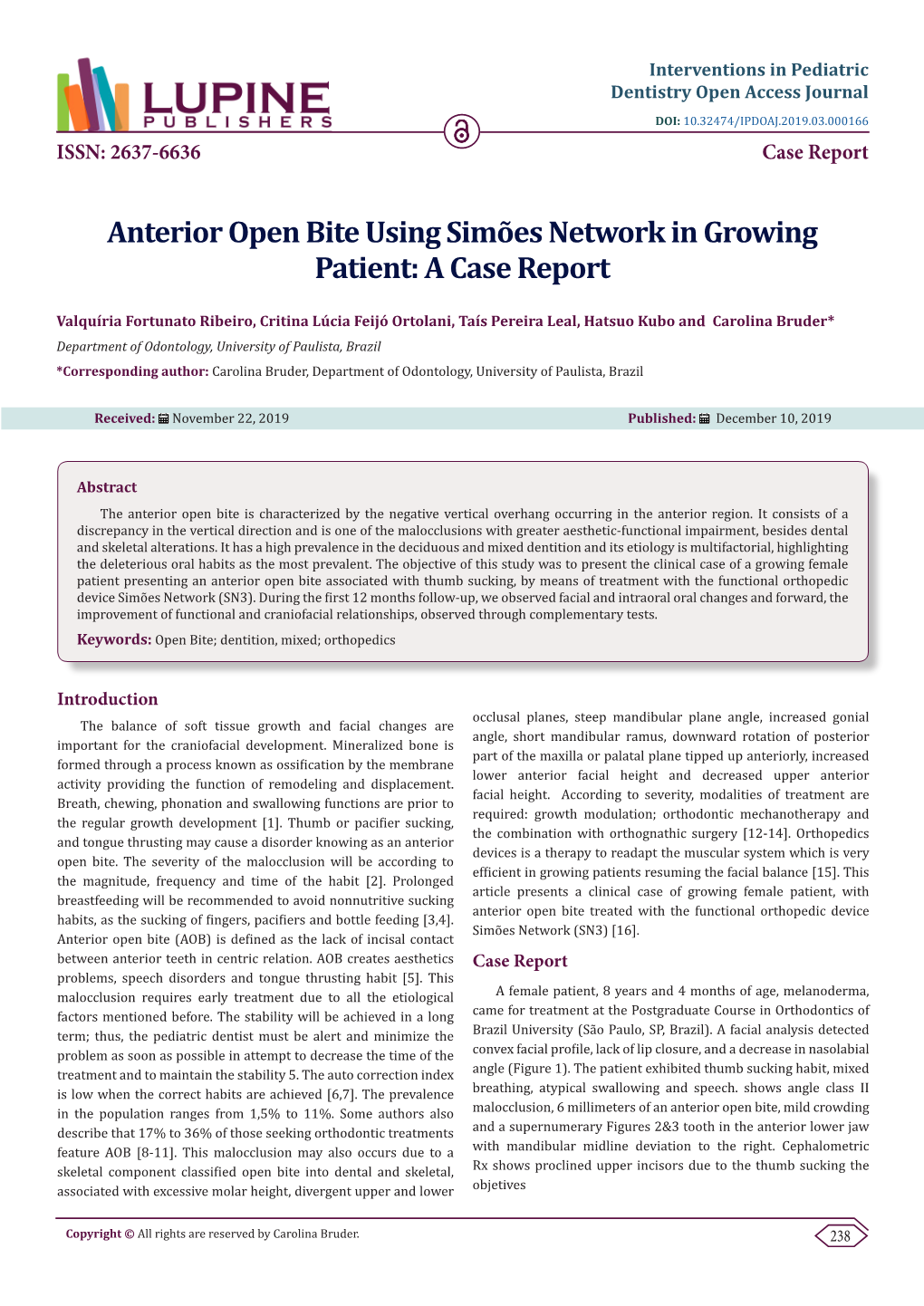 Anterior Open Bite Using Simões Network in Growing Patient: a Case Report