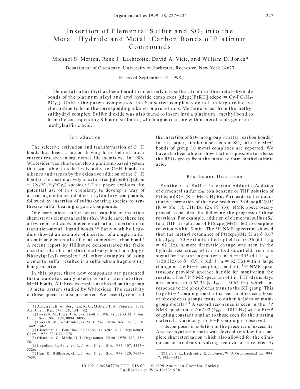 Insertion of Elemental Sulfur and SO2 Into the Metal-Hydride and Metal-Carbon Bonds of Platinum Compounds